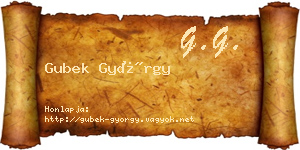 Gubek György névjegykártya
